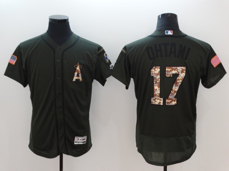 Men Los Angeles Angels #17 Ohtani Green Salute To Service Elite MLB Jerseys